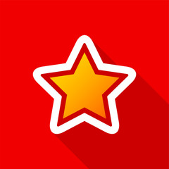 Obraz premium Golden star icon with long shadow on red background. Vector Illustration EPS 10