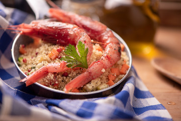 Fish couscous with prawns