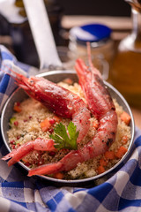 Fish couscous with prawns