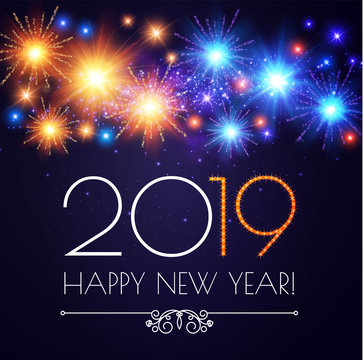 Happy Hew 2019 Year! Fileworks, Lights and Bokeh Effect.