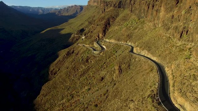 Aerial view of mountain road to fataga