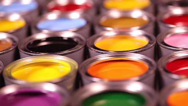 Background from multi color cans of paint