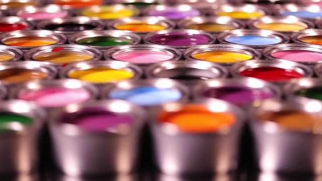 Open buckets with a paint