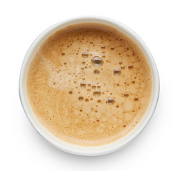 Coffee in take away cup top view isolated on white background