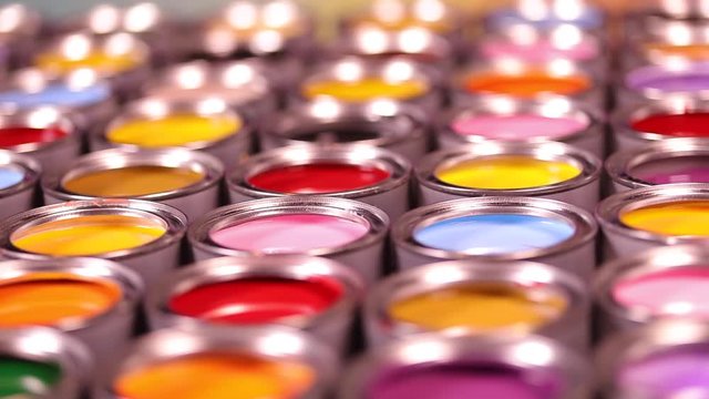 Colorful paint cans set