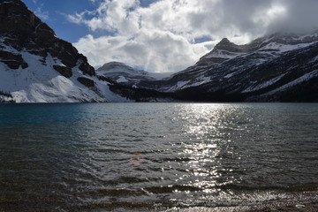 canadian rockies, lake, mountain, landscape, water, mountains, sky, nature, snow. view, panorama