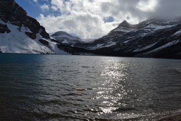 canadian rockies, lake, mountain, landscape, water, mountains, sky, nature, snow. view, panorama