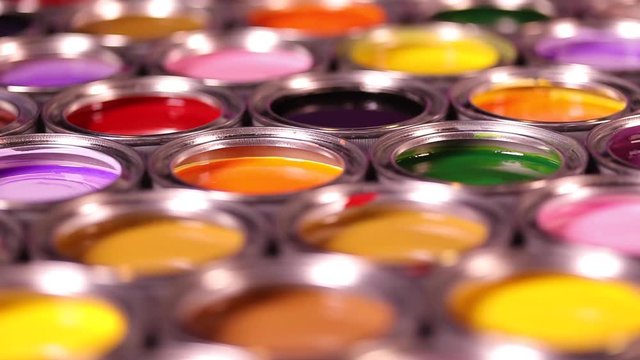 Creativity concept group of tin metal cans with color paint