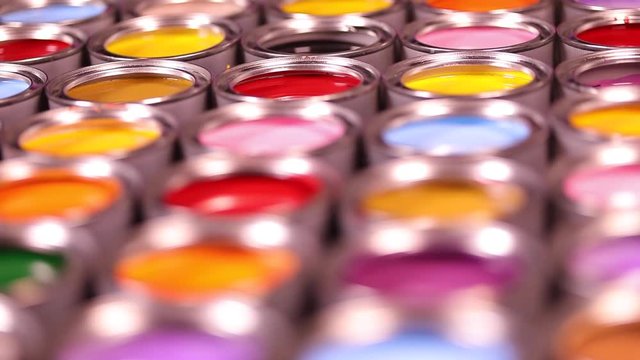 Colorful paint cans set