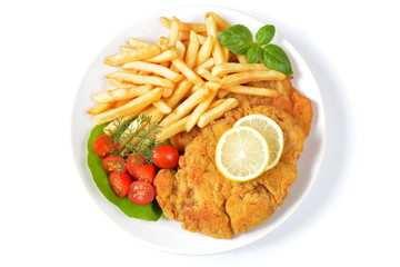 kotlet schabowy z frytkami