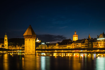 Night time in Lucerne Switzerland