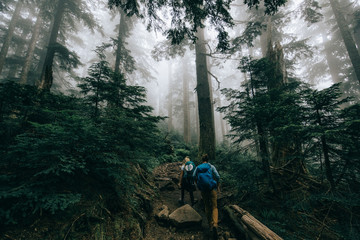 Two people going on a hike