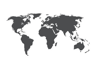 Fototapeta na wymiar World map vector. Gray blank vector world map, Isolated on white background. Travel worldwide, Map silhouette backdrop