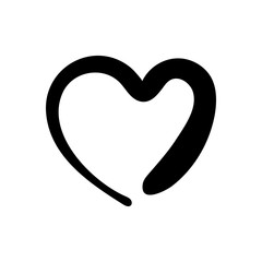 Vector Illustration. Hand drawn heart. Handdrawn rough marker heart isolated on white background. Illustration for your graphic design
