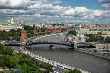 Obraz premium Panoramic top view of the Moscow river and the Kremlin