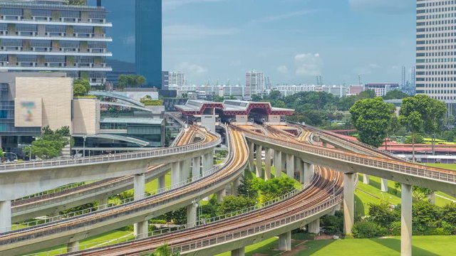 Jurong East Interchange metro station aerial timelapse, one of the major integrated public transportation hub in Singapore