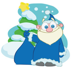 Santa Claus with a bag of gifts. cartoon vector, cartoon