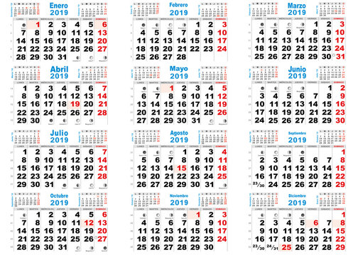 calendario 2019 lunas