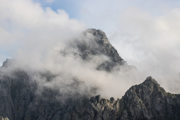 clouds in the mountains
