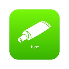 Tube icon green vector isolated on white background