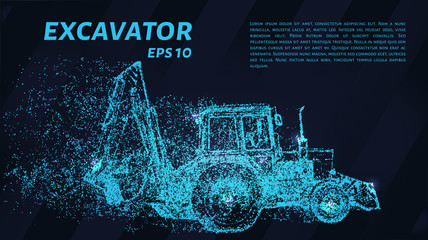 The excavator of the blue points of light. Tractor-excavator vector illustration. © newrossosh