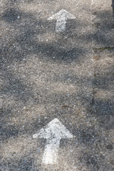Signal of two white arrows on the ground.