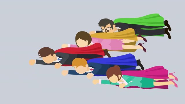 ビジネス チーム ヒーロー 飛ぶ リーダー 達成 ループ