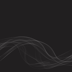 Abstract smooth gray background wave vector design on black background