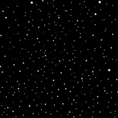Seamless vector pattern with white stars on black for wrapping, kraft, cards, fabric, textile, ceramic