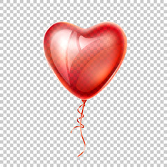 Vector realistic heart shape red balloon love