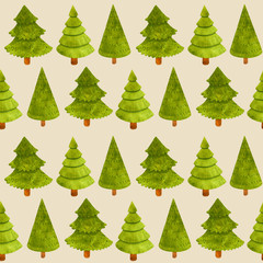pattern new year green fir tree illustration