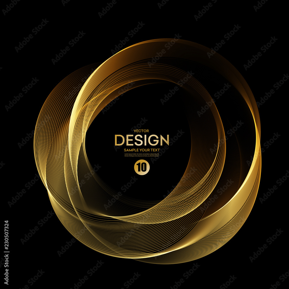 Poster Abstract shiny color gold wave design element