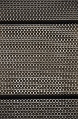 black and white metal grid texture, honeycombs, acoustic system.