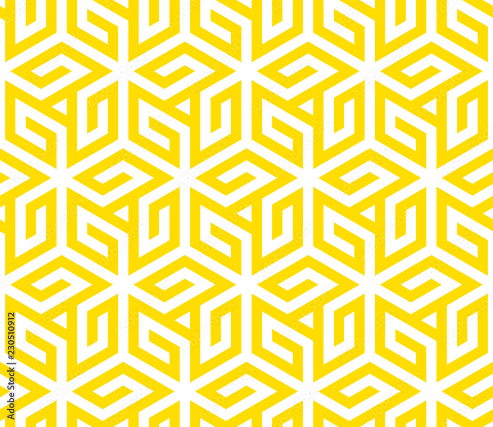 Poster Seamless geometric pattern. Vector hexagonal yellow pattern.