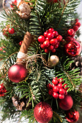 Fototapeta na wymiar Christmas Ornaments on Christmas tree Decoration
