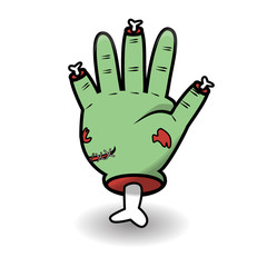 Counting hand gesture - open hand. Halloween counting zombie hand showing five. Communication gestures concept. Vector illustration isolated on white background.