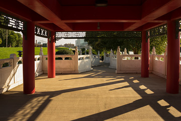 Robert D. Ray Asian Gardens, Chinese pavilion, Muto Recreation Area, Des Moines, Iowa, USA