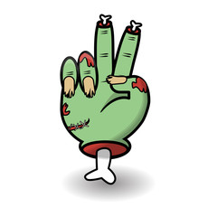 Counting hand gesture. Halloween counting zombie hand showing two. Communication gestures concept. Vector illustration isolated on white background.