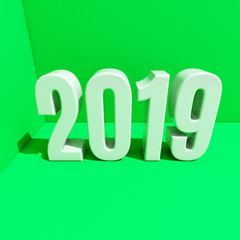 New Year Red 2019 Creative Design Concept 3D Rendered Image