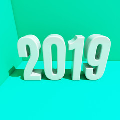 Naklejka na ściany i meble New Year Red 2019 Creative Design Concept 3D Rendered Image