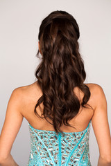 Fototapeta premium Female brunette hair, rear view, isolated on white background