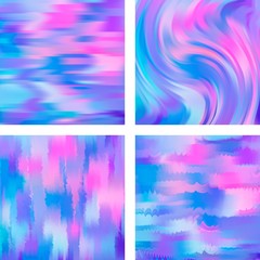 Set with abstract blurred backgrounds. Vector illustration. Modern geometrical backdrop. Abstract template. Pink, blue colors.