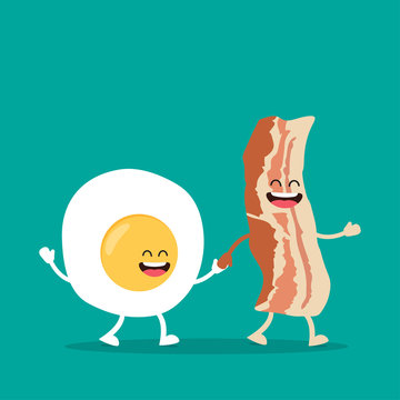 Funny characters egg and bacon.