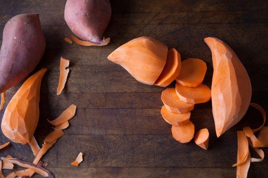 Sliced sweet potatoes