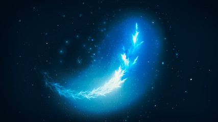 Obraz na płótnie Canvas Peaceful blue glowing feather on night sky with stars