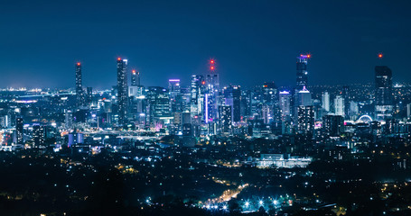 Brisbane night city skyline view - obrazy, fototapety, plakaty