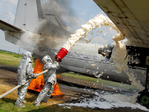 Training firefighters on aircraft quenching