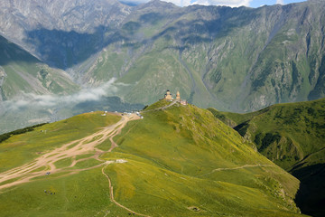 Stepantsminda (Kazbegi), is a town in the Caucasus Mountains, Georgia. It is positioned below Mount Kazbegi.