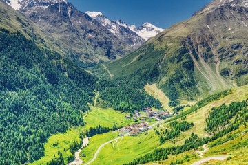 Naklejka na ściany i meble Solar alpine valley in the Austrian Tyrol