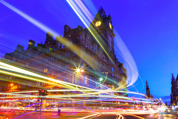 Edinburgh at night scene with Speed of Lights